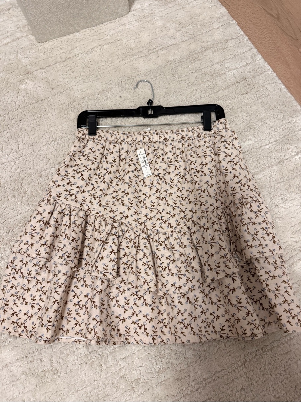 Madewell Cream Mini Skirt with Brown Floral Motif